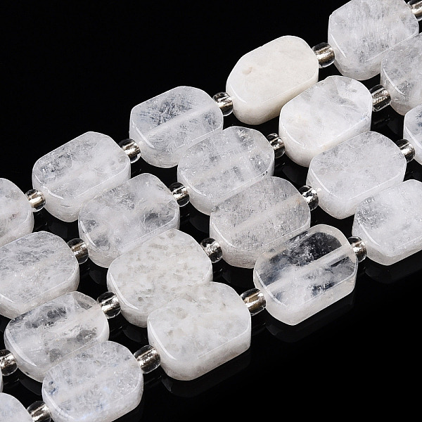 

PandaHall Natural Rainbow Moonstone Beads Strands, with Seed Beads, Rectangle, 10.5~13.5x7.5~9x3.5~5mm, Hole: 0.9mm, seed beads: 3x3x2, hole...