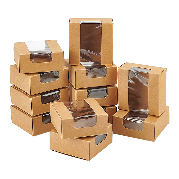 

PandaHall Square Paper Storage Gift Boxes with Clear Visible Window, Gift Packaging Case for Soap Packaging, BurlyWood, 8x8x3.5cm Paper..., Orange