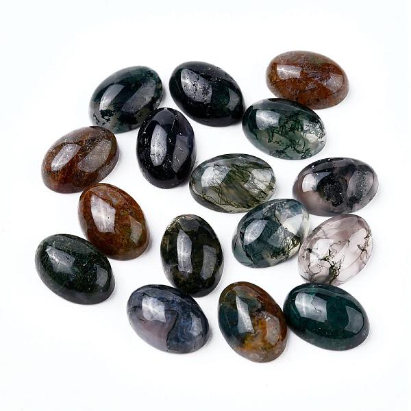 

PandaHall Natural Indian Agate, Flat Back, Oval, 14x10x5mm Moss Agate Oval