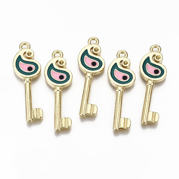 

PandaHall Alloy Pendant Rhinestone Settings, with Enamel, Cadmium Free & Nickel Free & Lead Free, Light Gold, Key, Colorful, Fit for 1.5mm...