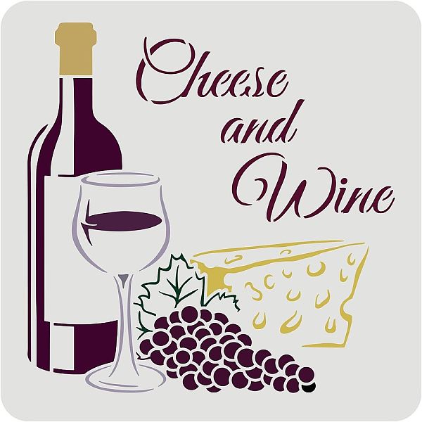 

PandaHall FINGERINSPIRE Wine Stencils 30x30cm Wine Cheese Stencil Stencil Plastic Grapes Wine Cheese Pattern Stencil Reusable Wine Stencils..., White