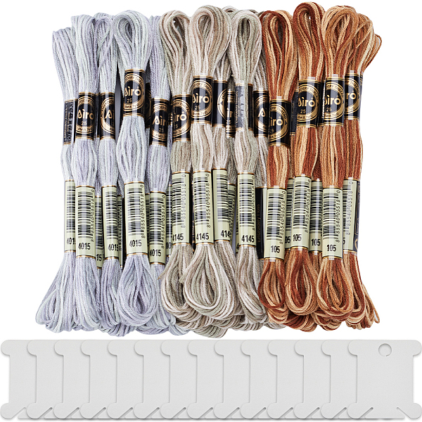 

PandaHall Gorgecraft 30 Skeins 3 Colors 6-Ply Polyester Embroidery Floss, Cross Stitch Threads, Segment Dyed, with 14Pcs Plastic Thread..., Multicolor