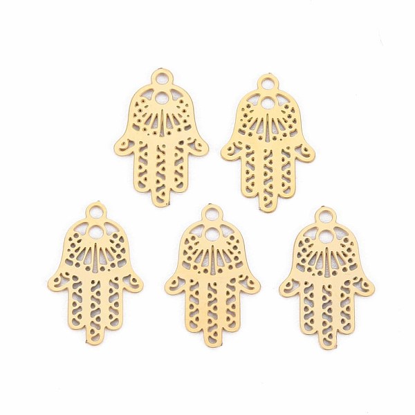 

PandaHall Rack Plating 201 Stainless Steel Filigree Connector Charms, Etched Metal Embellishments, Nickel Free, Palm, Real 18K Gold Plated...