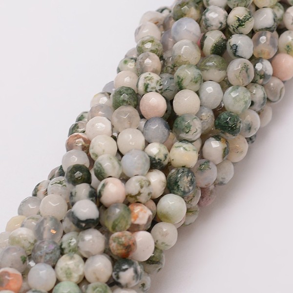 

PandaHall Natural Tree Agate Bead Strands, Dyed, Faceted, Round, 6mm, Hole: 1mm, about 56~58pcs/strand, 14 inch Tree Agate Round