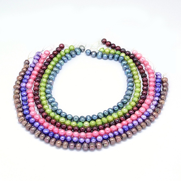 

PandaHall Dyed Natural Cultured Freshwater Pearl Beads Strands, Potato, Mixed Color, 8~10x7~9mm, Hole: 0.8mm, about 47pcs/strand, 14.1..., Multicolor