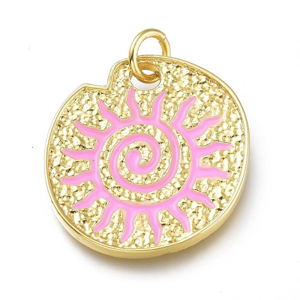 

PandaHall Real 18K Gold Plated Brass Enamel Pendants, Long-Lasting Plated, with Jump Rings, Lead Free & Cadmium Free, Flat Round with Sun..., Pink