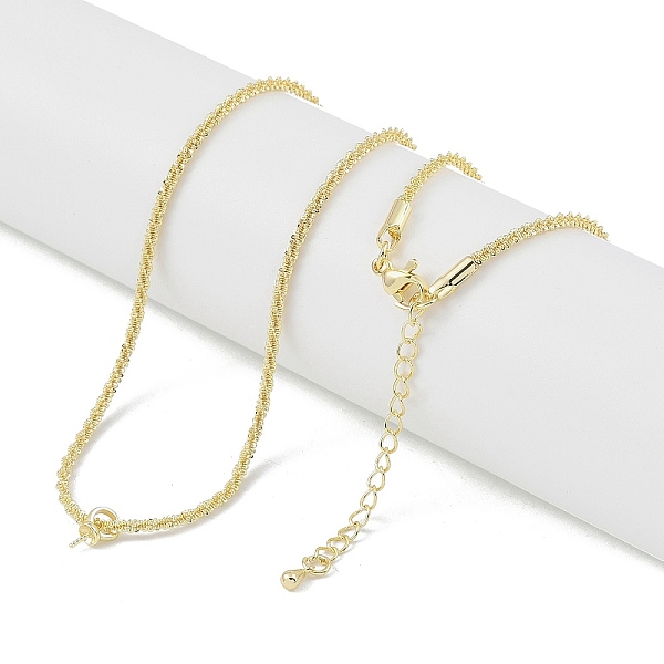 

PandaHall Brass Rhinestone Chain Necklace Making, for Half Drilled Beads, Real 18K Gold Plated, 17.32 inch(440mm), Pendant: 9x5x3.5mm Brass