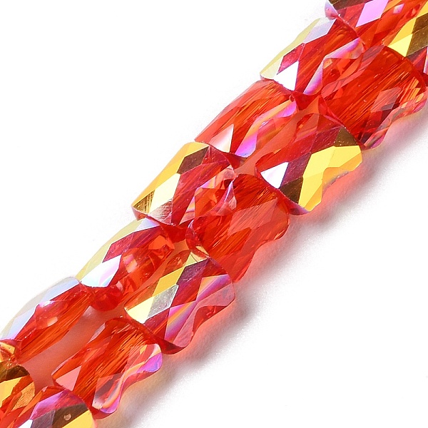 

PandaHall Transparent Electroplate Glass Beads Strands, AB Color Plated, Faceted, Bamboo, Red, 7.6x5.5~6x4mm, Hole: 1.4mm, about...
