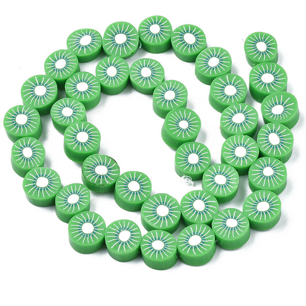 

PandaHall Handmade Polymer Clay Bead Strands, Kiwi Slice, Lime Green, 9~10x4~5mm, Hole: 1.6mm, about 38~40pcs/strand, 13.98 inch~14.96 inch...