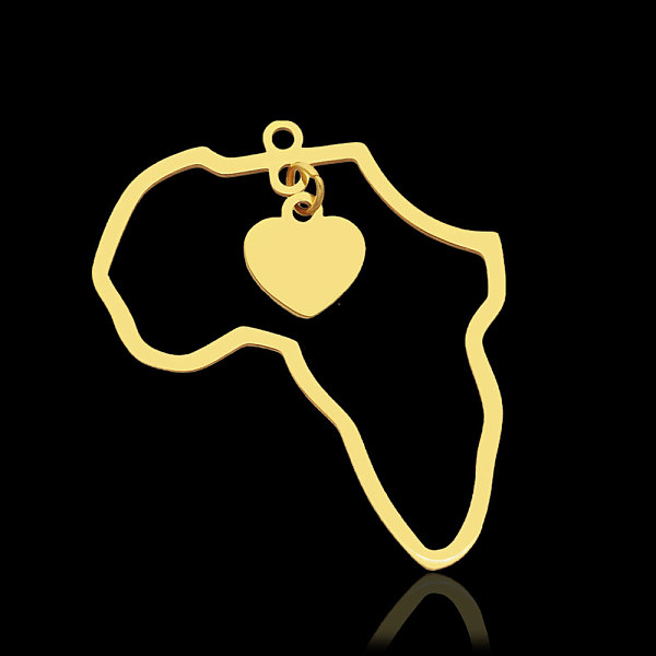 

PandaHall 201 Stainless Steel Pendants, Map with Heart, Real 18K Gold Plated, 34x29.5x1mm, Hole: 1.6mm 201 Stainless Steel Others