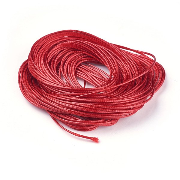 

PandaHall Korean Waxed Polyester Cords, Red, 1mm, about 16.4 yards(15m)/bag Waxed Polyester Cord Round Red