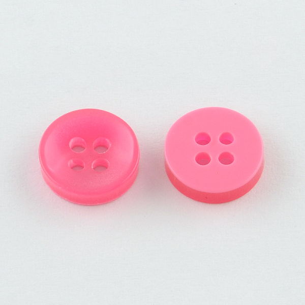 

PandaHall 4-Hole Plastic Buttons, Flat Round, Hot Pink, 11x3mm, Hole: 1.5mm Plastic Flat Round Pink