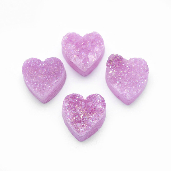 

PandaHall Natural Druzy Quartz Crystal Cabochons, Dyed, Heart, Pearl Pink, 10x10x5~7.5mm Quartz Crystal Heart Pink