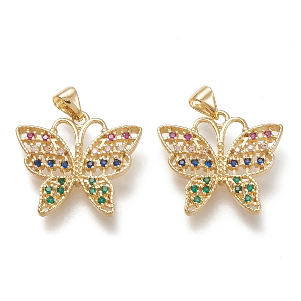 

PandaHall Brass Micro Pave Cubic Zirconia Pendants, Butterfly, Colorful, Real 18K Gold Plated, Clear, Real 18K Gold Plated, 20.5x24.8x2.5mm...
