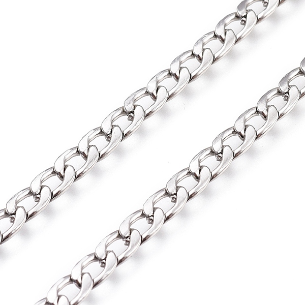 

PandaHall 304 Stainless Steel Cuban Link Chains, with Spool, Unwelded, Stainless Steel Color, 7x4x0.8mm, about 32.8 Feet(10m)/roll 304...