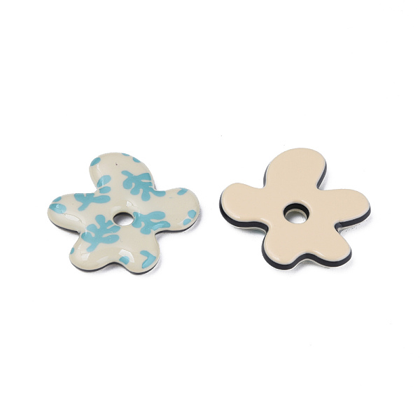 

PandaHall Printed Acrylic Cabochons, Flower with Leaf, Blanched Almond, 29.5x30.5x4.5mm Acrylic Flower