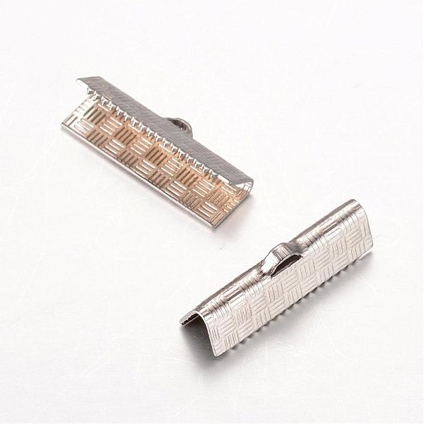 

PandaHall Rectangle 304 Stainless Steel Ribbon Crimp Ends, Stainless Steel Color, 5.5x20mm, Hole: 1x2.5mm 304 Stainless Steel