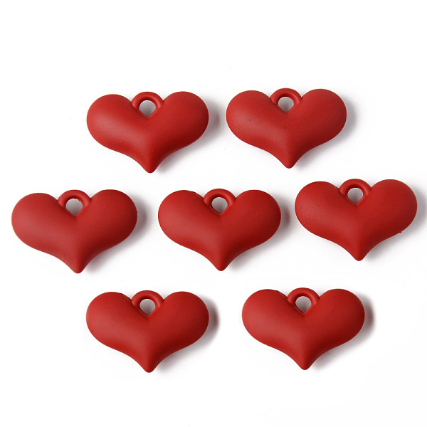 

PandaHall Rubberized Style Acrylic Pendants, Puffed Heart, FireBrick, 25x37x10mm, Hole: 4.5mm Acrylic Heart Red