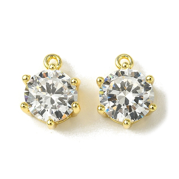 

PandaHall Brass Micro Pave Cubic Zirconia Charms, Flat Round, Real 18K Gold Plated, 12x9x6.5mm, Hole: 1.2mm Brass+Cubic Zirconia Flat Round..., Clear