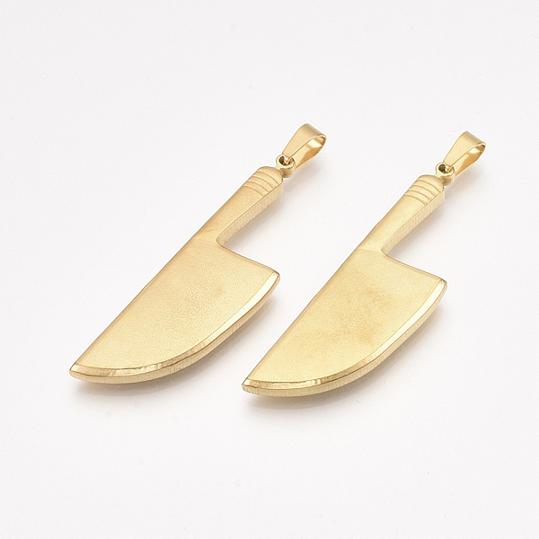 

PandaHall 304 Stainless Steel Big Pendants, Kitchen Knife Shape, Golden, 53x16.5x4mm, Hole: 6.5x4mm 304 Stainless Steel Tableware