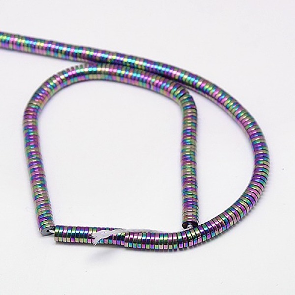 

PandaHall Electroplate Non-magnetic Synthetic Hematite Beads Strands, Heishi Beads, Flat Round/Disc, Grade AAAA, Multi-color Plated, 4x1mm...