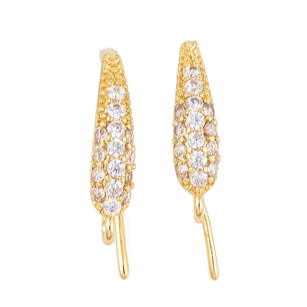 

PandaHall Rack Plating Brass Cubic Zirconia Earring Hooks, Cadmium Free & Lead Free, Long-Lasting Plated, Real 18K Gold Plated, 17x4mm, Hole..., Clear