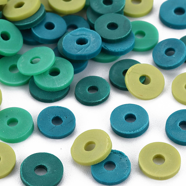 

PandaHall 4 Colors Handmade Polymer Clay Beads, Heishi Beads, Disc/Flat Round, Dark Cyan & Medium Aquamarine & Dark Turquoise & Yellow Green...