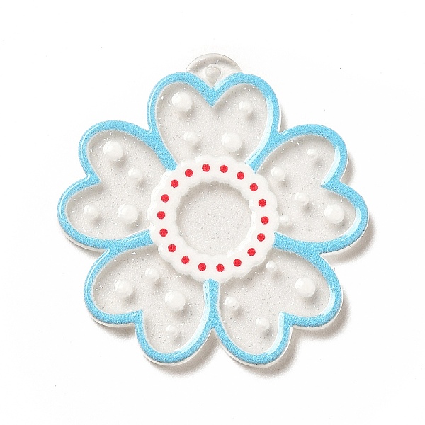 

PandaHall Transparent Printed Acrylic Pendants, Flower Charm, Sky Blue, 35x34x2.5mm, Hole: 1.5mm Acrylic Flower