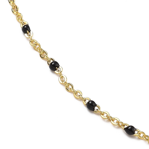 

PandaHall Brass Enamel Cable Chain Necklaces, with 304 Stainless Steel Lobster Claw Clasps, Real 18K Gold Plated, Black, 15.74 inch(40cm)...