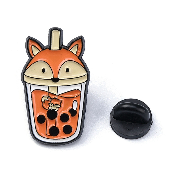 

PandaHall Bubble Tea Zinc Alloy Brooch, Animal Drink Enamel Pins, Fox, 29x17x1.5mm Alloy+Enamel Fox Orange