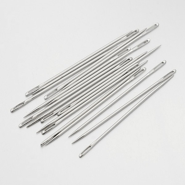 

PandaHall Carbon Steel Sewing Needles, Platinum, 7.4x0.2cm, about 25pcs/bag Carbon Steel