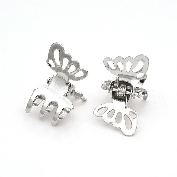 

PandaHall Iron Butterfly Claw Hair Clips, Platinum, 13x23~25x13mm Iron