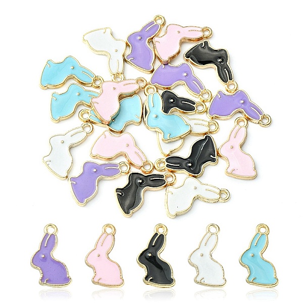 20Pcs 5 Colors Alloy Enamel Pendants
