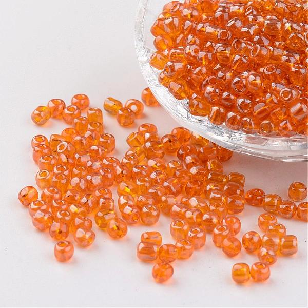

PandaHall Round Glass Seed Beads, Trans. Colours Lustered, Gold, Size: about 4mm in diameter, hole: 1.5mm, about 496pcs/50g Glass Gold
