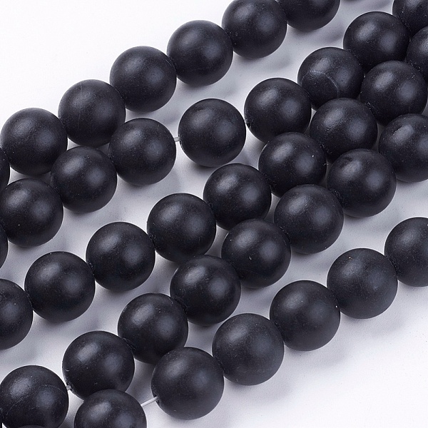 

PandaHall Natural Black Stone Bead Strands, Round, Black, 12mm, Hole: 1mm, about 33pcs/strand, 15.7 inch Black Stone Round Black