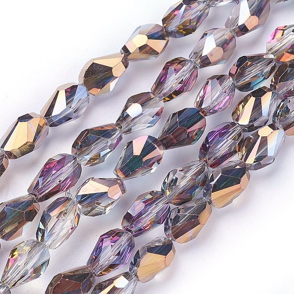 

PandaHall Electroplate Glass Beads Strands, Half Plated, teardrop, Faceted, Colorful, 8.5x6x6mm, Hole: 1mm, 21.2~23.2 inch(54~59cm)...