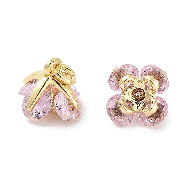 

PandaHall Brass Micro Pave Cubic Zirconia Charms, with Jump Ring, Flower, Real 18K Gold Plated, Pink, 7.5x7.5x7.5mm, Hole: 1.8mm Brass+Cubic...