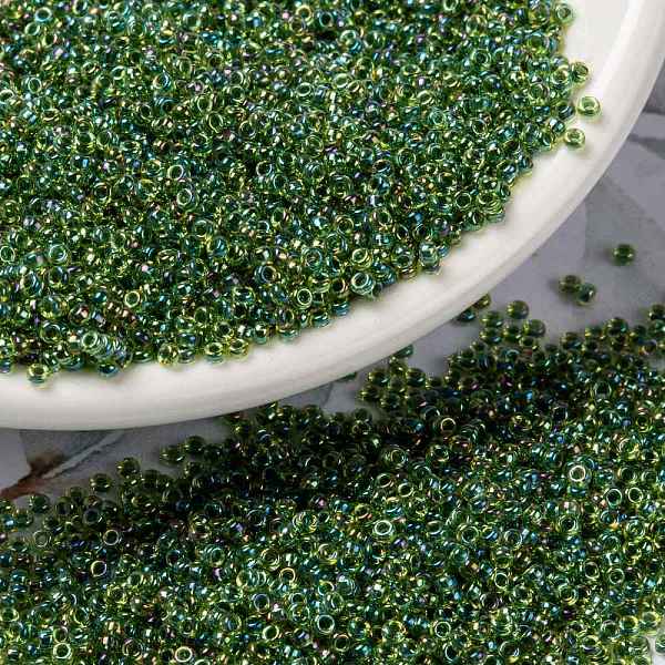 

PandaHall MIYUKI Round Rocailles Beads, Japanese Seed Beads, (RR341) Green Lined Chartreuse AB, 15/0, 1.5mm, Hole: 0.7mm, about 27777pcs/50g...