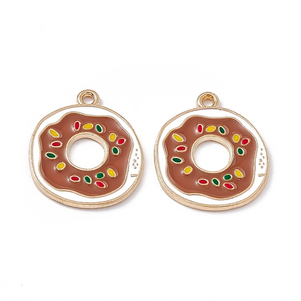 

PandaHall Alloy Enamel Pendants, Light Gold, Doughnut Charm, Camel, 23x19.5x1.5mm, Hole: 1.6mm Alloy+Enamel Donut Brown