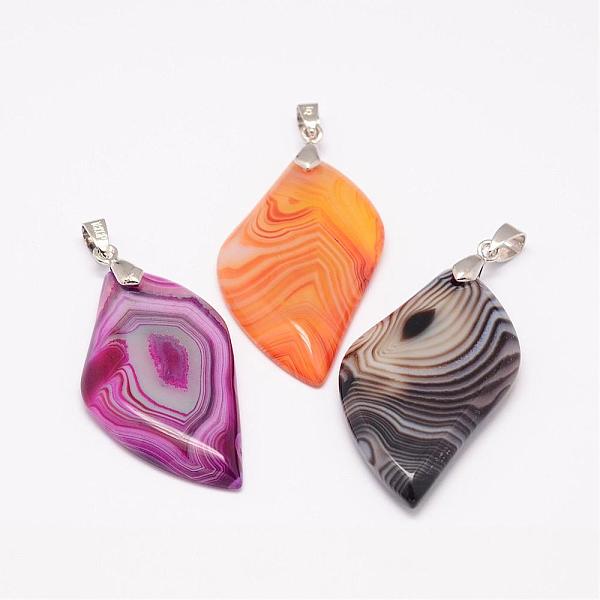 

PandaHall Natural Agate Big Pendants, Leaf, Dyed, with Platinum Tone Brass Findings, Mixed Color, 48~51x27~30x6mm, Hole: 7x4mm Natural Agate..., Multicolor