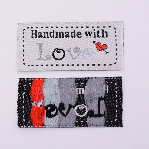 

PandaHall Woven Sewing Labels, Cloth Labels, for Sewing, Knitting, Crafts, Word Handmade & Word Love & Heart, Gainsboro, 25x50x0.5mm Cloth..., Gray