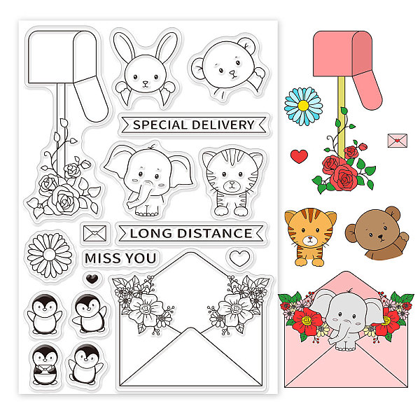 

PandaHall GLOBLELAND Envelopes Theme Clear Stamps Animals Silicone Clear Stamp Seals for Cards Making DIY Scrapbooking Photo Journal Album...