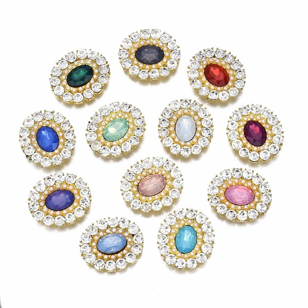 

PandaHall Alloy Cabochons, with Rhinestone, Cadmium Free & Lead Free, Faceted, Mixed Color, Oval, Rose Gold, 30x26.5x5.5mm Alloy+Rhinestone..., Multicolor