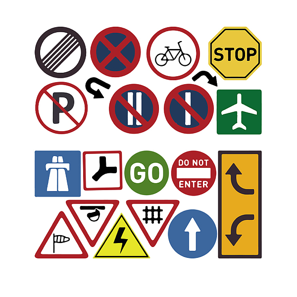 PandaHall SUPERDANT Road Sign Wall Decals 20PCS Street Traffic Sign Wall Stickers Stop Sign Decor Stickers Street Transportation Signs Vinyl...