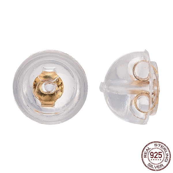 

PandaHall 925 Sterling Silver Ear Nuts, Golden, 5x4mm, Hole: 0.6mm Sterling Silver
