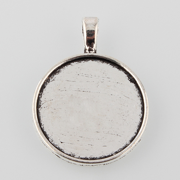 

PandaHall Tibetan Style Alloy Flat Round Pendant Cabochon Settings, Cadmium Free & Lead Free, Plain Edge Bezel Cups, Antique Silver, Tray...