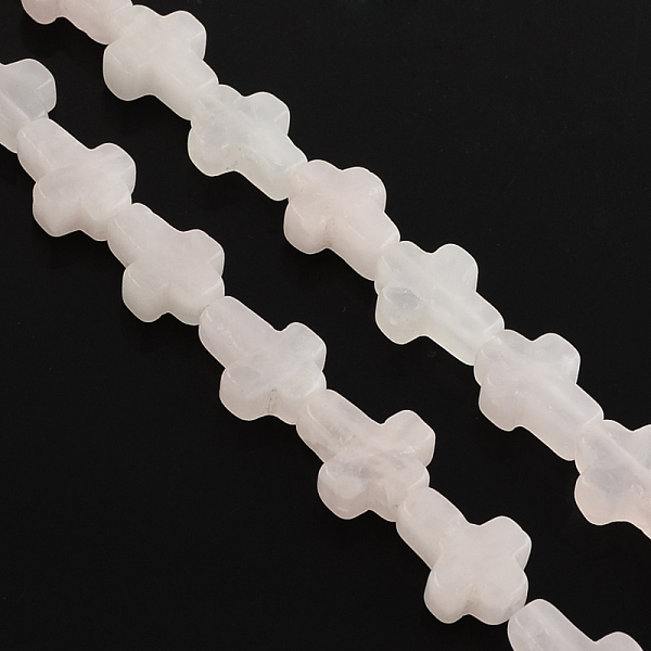 

PandaHall Natural Rose Quartz Stone Bead Strands, Cross, Misty Rose, 16~17x12~13x4~6mm, Hole: 1mm, about 25pcs/strand, 16.1 inch Rose Quartz..., Red