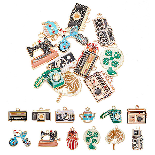 

PandaHall ARRICRAFT 24Pcs 12 Style Alloy Enamel Pendants, Light Gold, Mixed Shapes, Mixed Color, 16~28x12.5~24x1.2~1.5mm, Hole: 1.5~2mm..., Multicolor