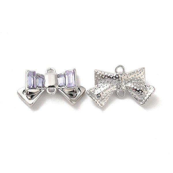

PandaHall Alloy Connector Charms, Bowknot Links with Glass, Lead Free & Cadmium Free, Platinum, Clear, 15x24x6mm, Hole: 2mm Alloy+Glass...