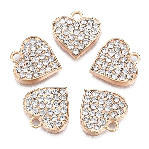 

PandaHall Alloy Enamel Pendants, with Rhinestone, Cadmium Free & Nickel Free & Lead Free, Light Gold, Heart, Crystal, 16x15x3mm, Hole: 2mm..., Clear